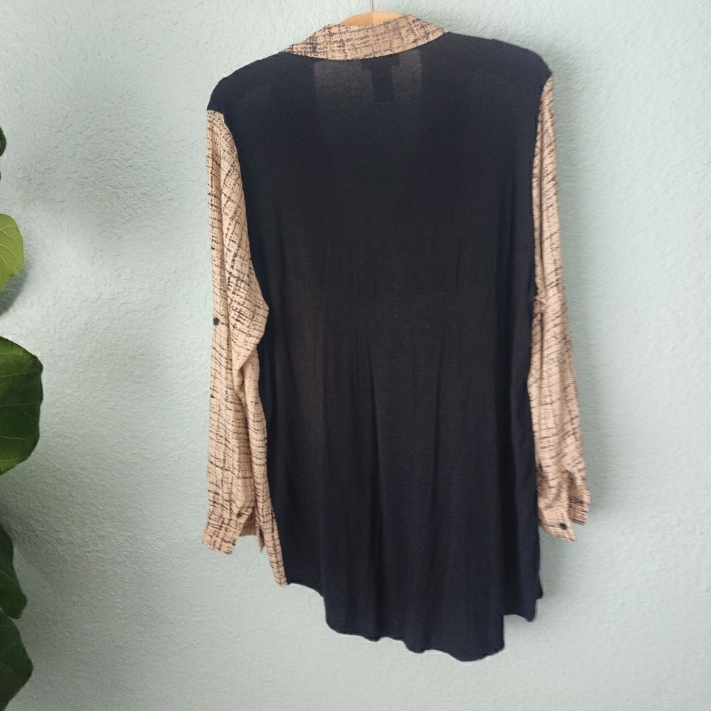 Soft surroundings pop over high low roll up sleeves lagenlook minimalist blouse - Picture 5 of 16